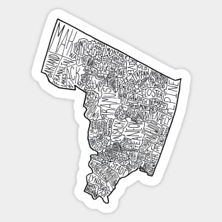 Map of Bergen County, NJ Sticker